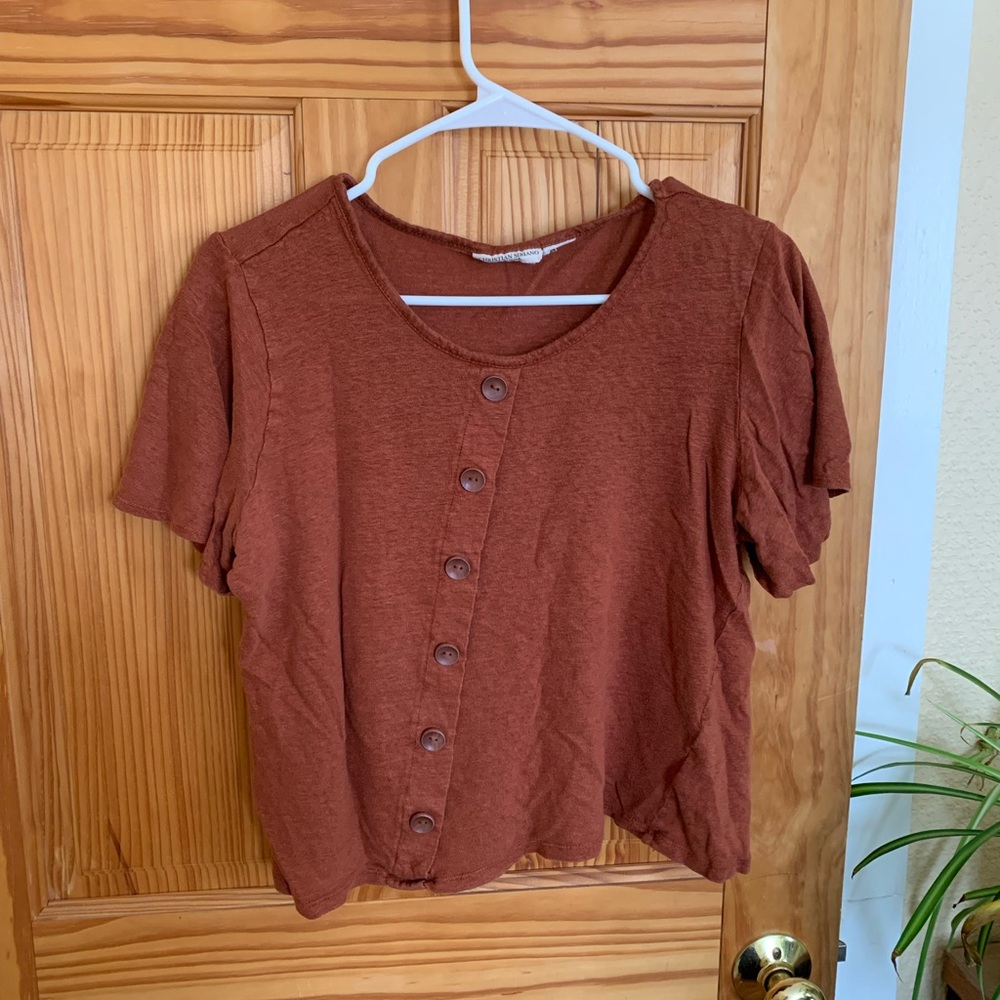 Christian Siriano Terracotta Button-Down Women's Top